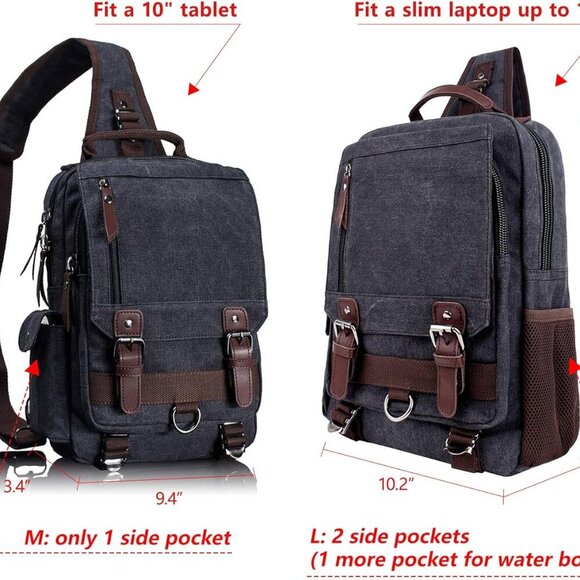 Retro Crossbody Bag Sling Bag Canvas Messenger Bag for Men Women Shoulder Bag Cr - Picture 3 of 7